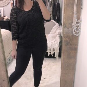 Anthropologie Pleione size medium black lace top